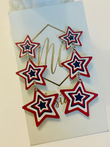 Triple Patriotic Star Earrings