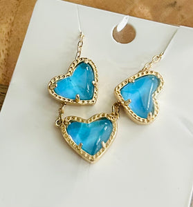 Jeweled Heart Necklace and Studs