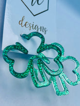 Green Glitter Clover Earrings