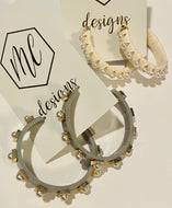 Gray or Cream Hoop with Pearls