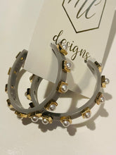 Gray or Cream Hoop with Pearls