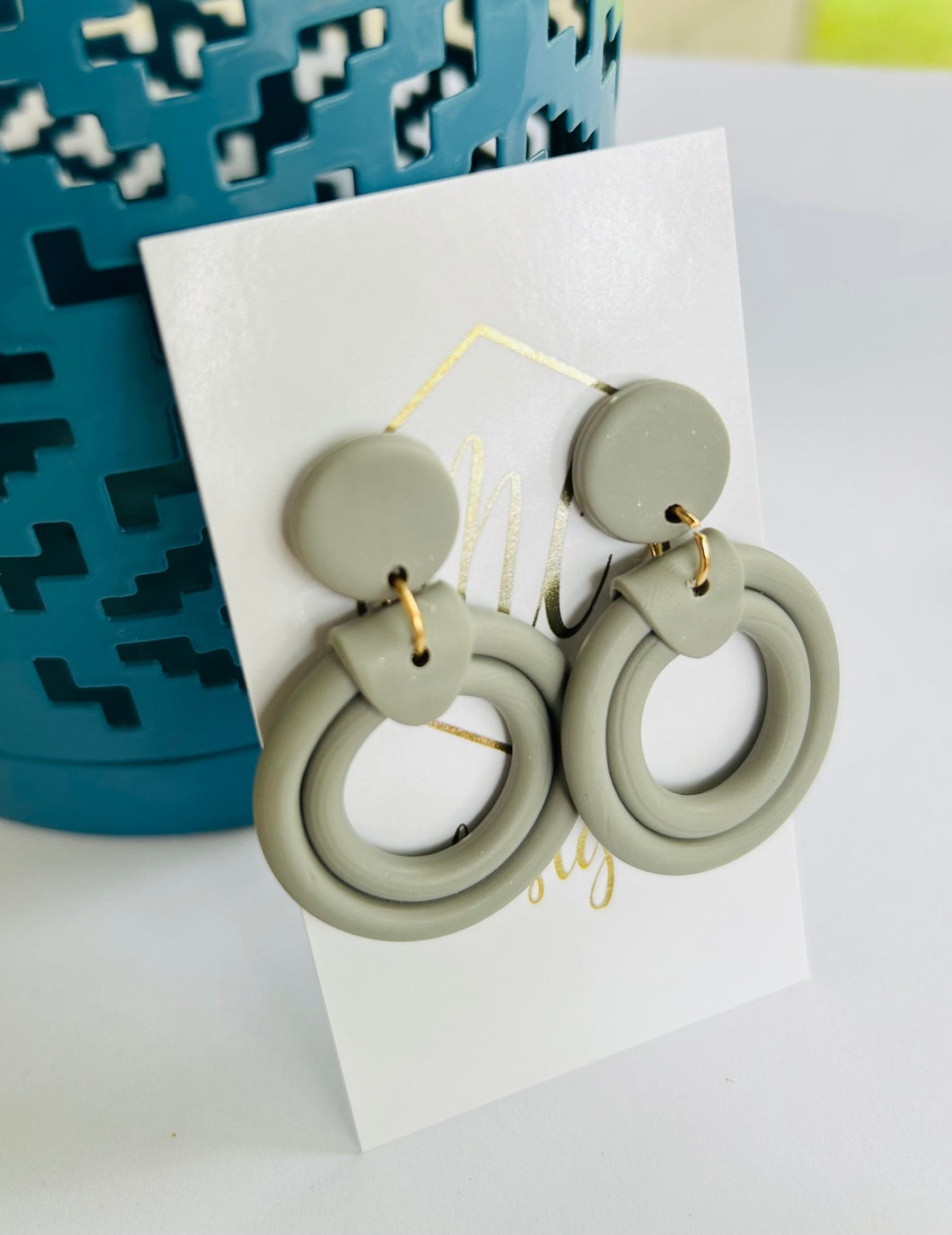 Double Round Clay Earrings