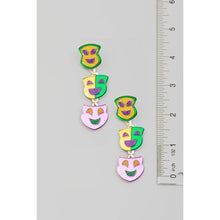 Mardi Gras Mirror Masks Chain Dangle Earrings