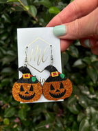 Glitter Pumpkin Earrings-Lightweight
