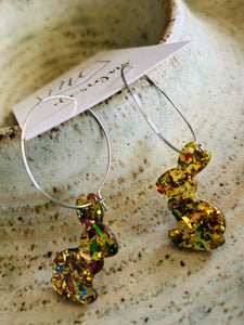 Small Confetti Acrylic Sitting Bunny Earrings
