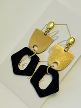 Black Clay and Gold Earrings
