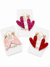 Glitter Double Heart Earrings