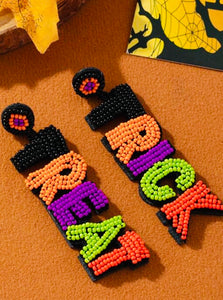 Beaded Trick or Treat Halloween Earrings