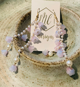 Long Tulip and Pearl Earrings