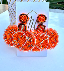 Fall Pumpkin Beaded Earrings Halloween
