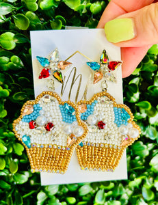 Beaded Colorful Cupcake Earrings