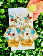 Beaded Colorful Cupcake Earrings
