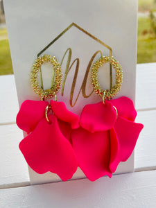 Small Matte Petal Earrings with Open Gold Circle Post