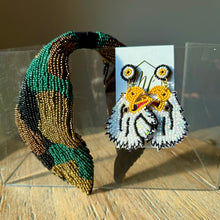 Beaded Green Camouflage Headband