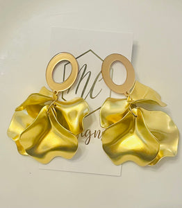 Metallic Petal Dangle Earrings