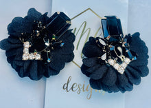 Statement Fabric and Rhinestone Earrings