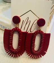 Maroon Leather Fringe Oval Earrings