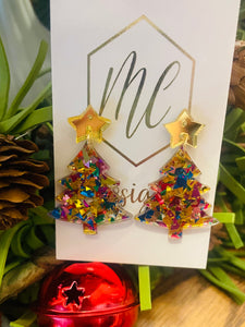 Christmas Tree Confetti Acrylic Earrings