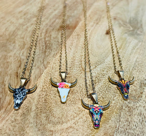 Gold Colorful Bull Necklace