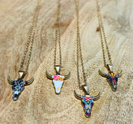 Gold Colorful Bull Necklace