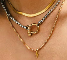 Box Chain Choker Dual Color Buckle Clasp Necklace