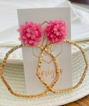 Statement Cluster of Flowers Textured Open Circle Earrings