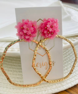 Statement Cluster of Flowers Textured Open Circle Earrings