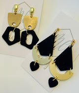 Black Clay and Gold Earrings