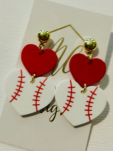 Acrylic Sports Hat Heart Earrings