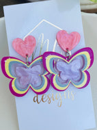 Acrylic Rainbow Butterfly Earrings