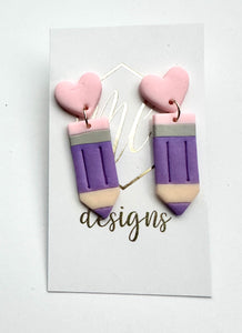 Fun Clay and Acrylic Pencil Earrings