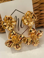 Double Gold Flower Earrings