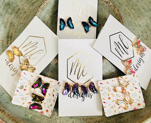 Big Butterfly Jeweled Earrings