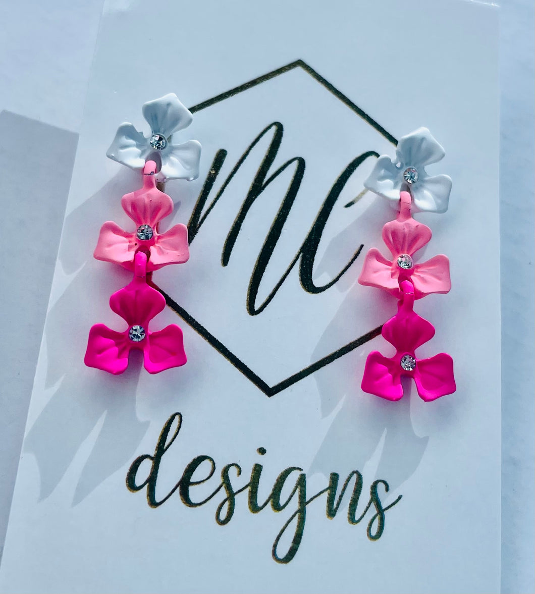 Dainty Triple Flower Earrings