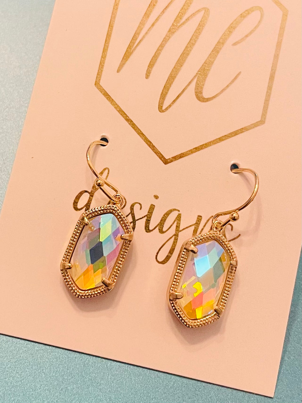 Iridescent small dangle earrings