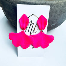 Hot Pink Ginkgo Earrings