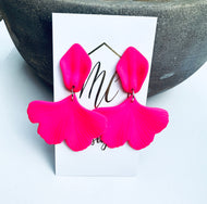 Hot Pink Ginkgo Earrings