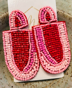 Hot Pink Beaded Earrings