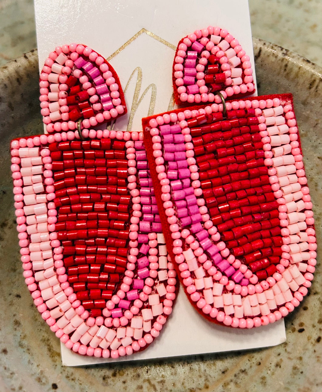 Hot Pink Beaded Earrings