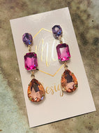 Triple Pastel Rhinestone Earrings