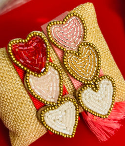 Wide Heart Seed Bead Bracelets