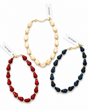 Geometric Marble Bead Statement Necklace