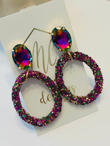 Glitter Oval Earrings
