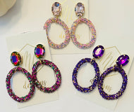 Glitter Oval Earrings
