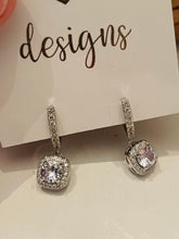 Princess Cut Rhinestone Dangle Earrings