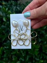 Gold Flower Earrings with Pearl Post