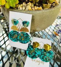 Navy Aqua Clay Earrings