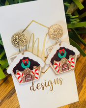 Gingerbread House Christmas Earrings
