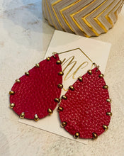 Leather and Gold Teardrop Earrings
