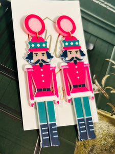 Hot Pink Nutcracker Earrings